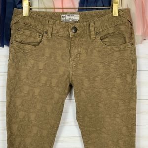 Free People Brocade Low Rise Skinny Jean
